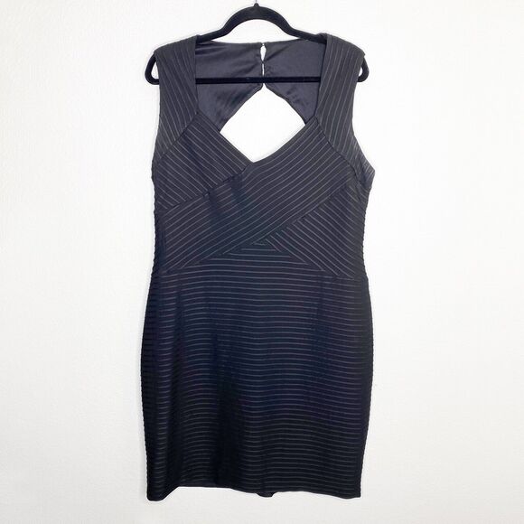 Eliza J Plus 14W Dress Bodycon Bandage Solid Black Sleeveless LBD Short Mini - Picture 11 of 11